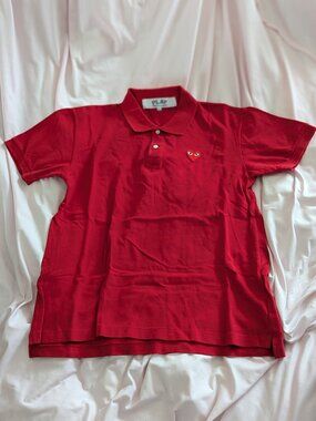 CDG Play Red Heart Patch Polo Shirt XL